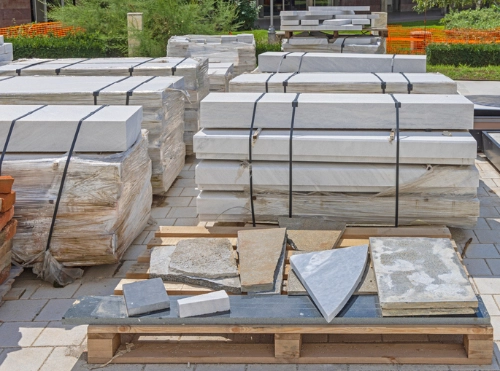 blocks of marble on pallets